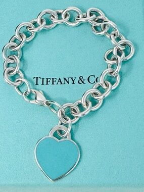 Authentic Tiffany & Co. Enamel Blue Return To Heart Tag Charm Bracelet